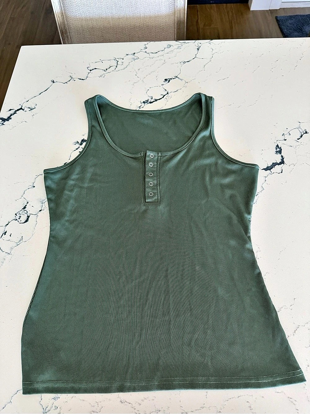 Ribbed Henley Tank Top in sage Green Like New stretched xl